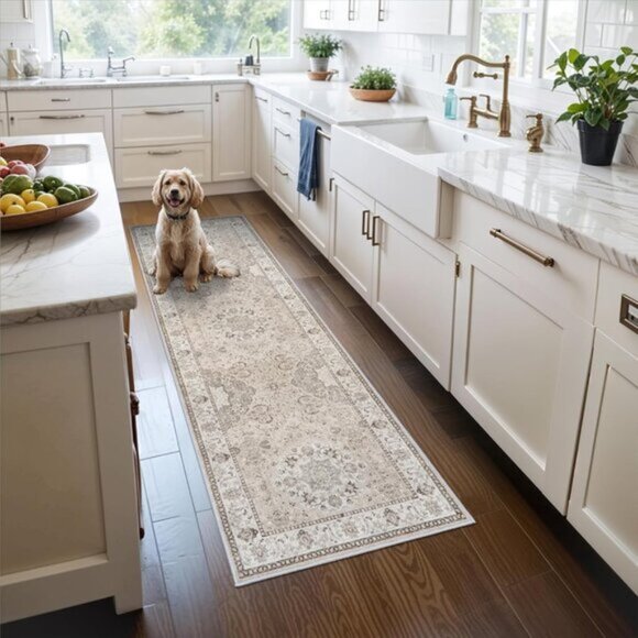New 2x6 Washable Hallway Runner Rug, Vintage Non-Slip Farmhouse Carpet